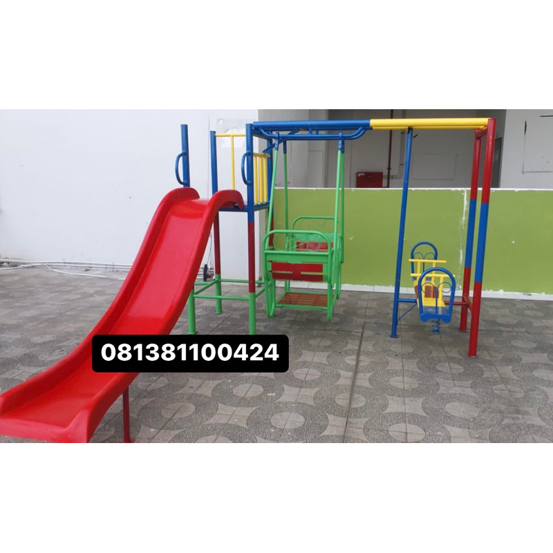 playground set mainan set tiga mainan perosotan ayunan jungkitan free ongkir jkt