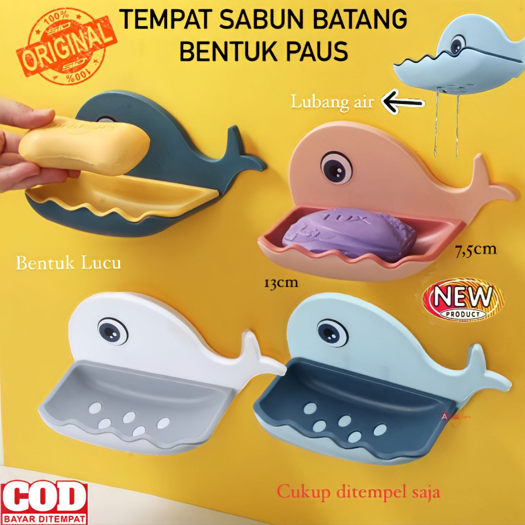 ( BISA COD ) PROMO Tempat Rak Sabun Tempel / Tempat Sabun Batang Tempel Model Ikan Paus / Rak Sabun Kamar Mandi Tempel / Wadah Sabun Lumba-Lumba / Rak Sabun Tempel Bentuk Paus / Tempat Sabun Lucu / Wadah Penyimpanan Kamar Mandi