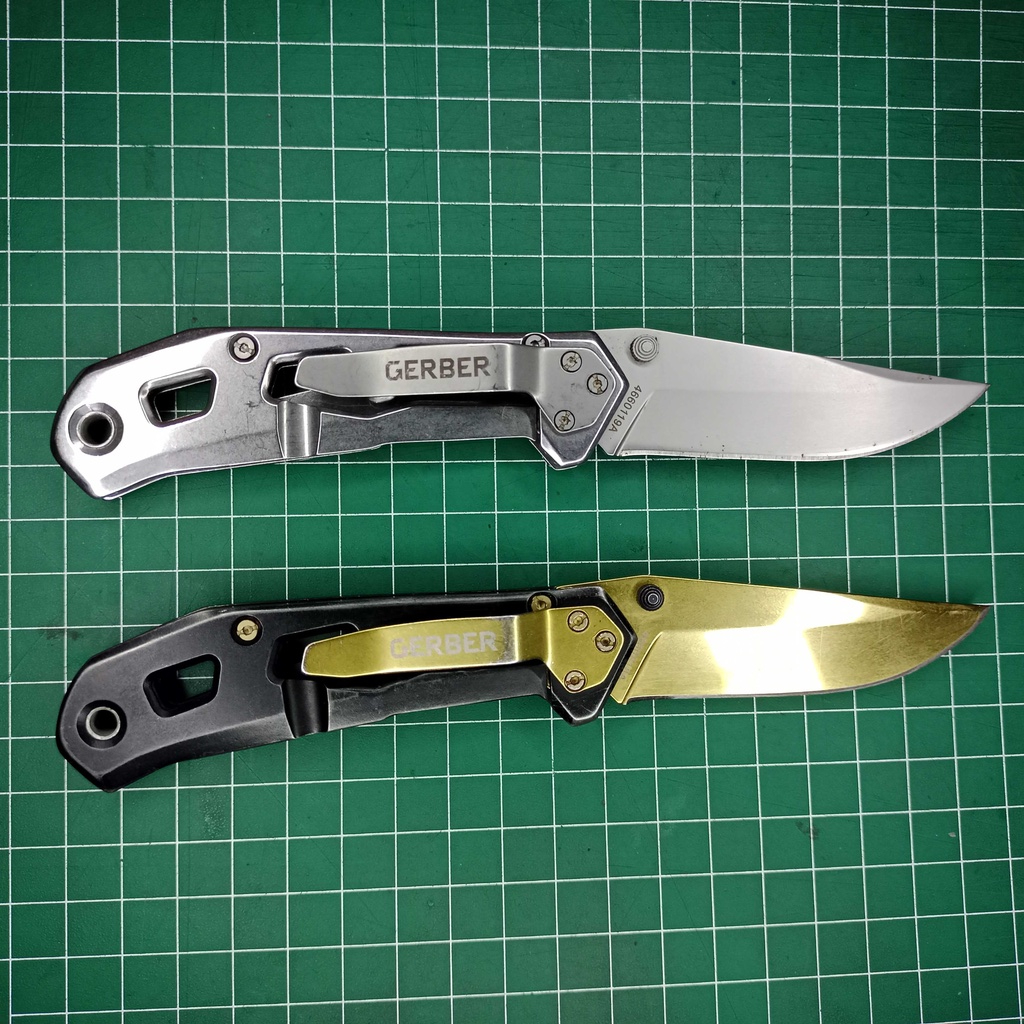 Gerber Airlift Folding knife plain blade silver gold Stainless steel handle