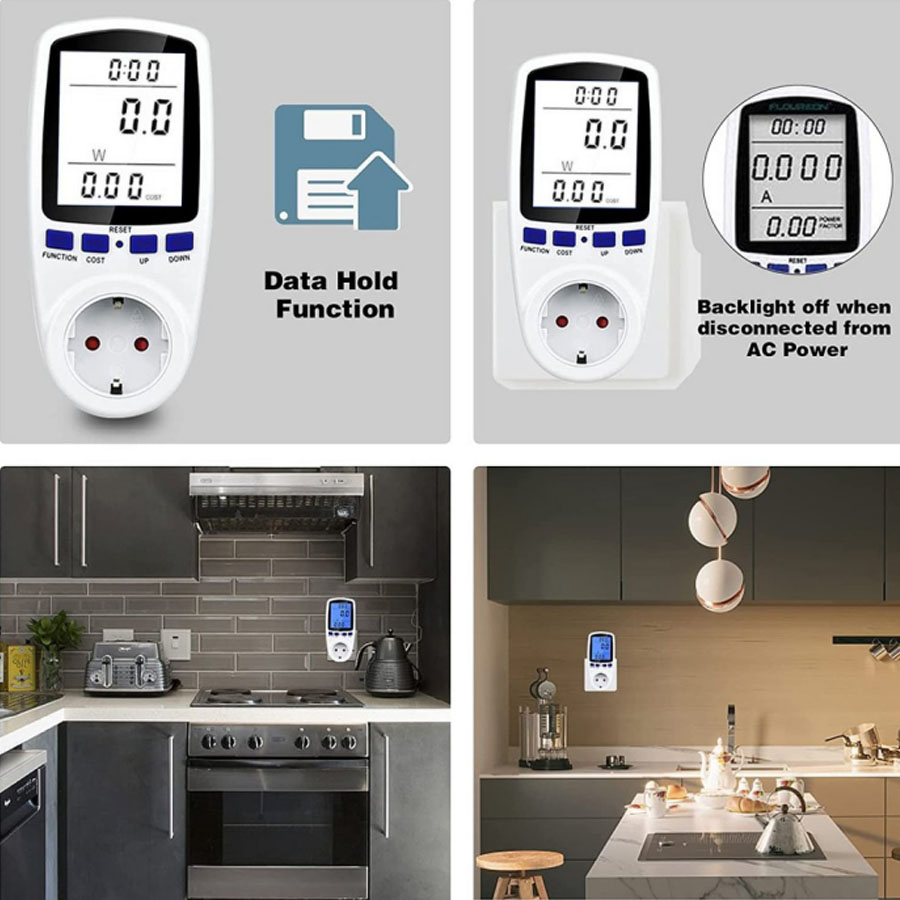 Watt Meter Stop Kontak Pengukur Daya Listrik Wattmeter KWH Volt Ampere Digital Power Meter AC Voltmeter Daya Energy Ukur Biaya PLN