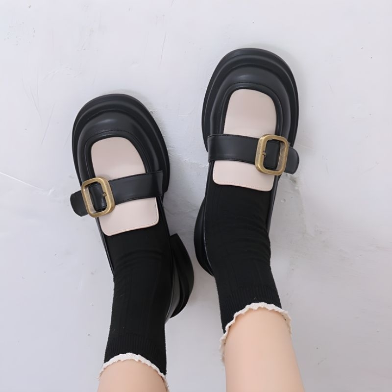 Sepatu Docmart Wanita Maryjanes Hitam Import 1966 Slip On Joan Ootd Remaja Kekinian Bisa Cod