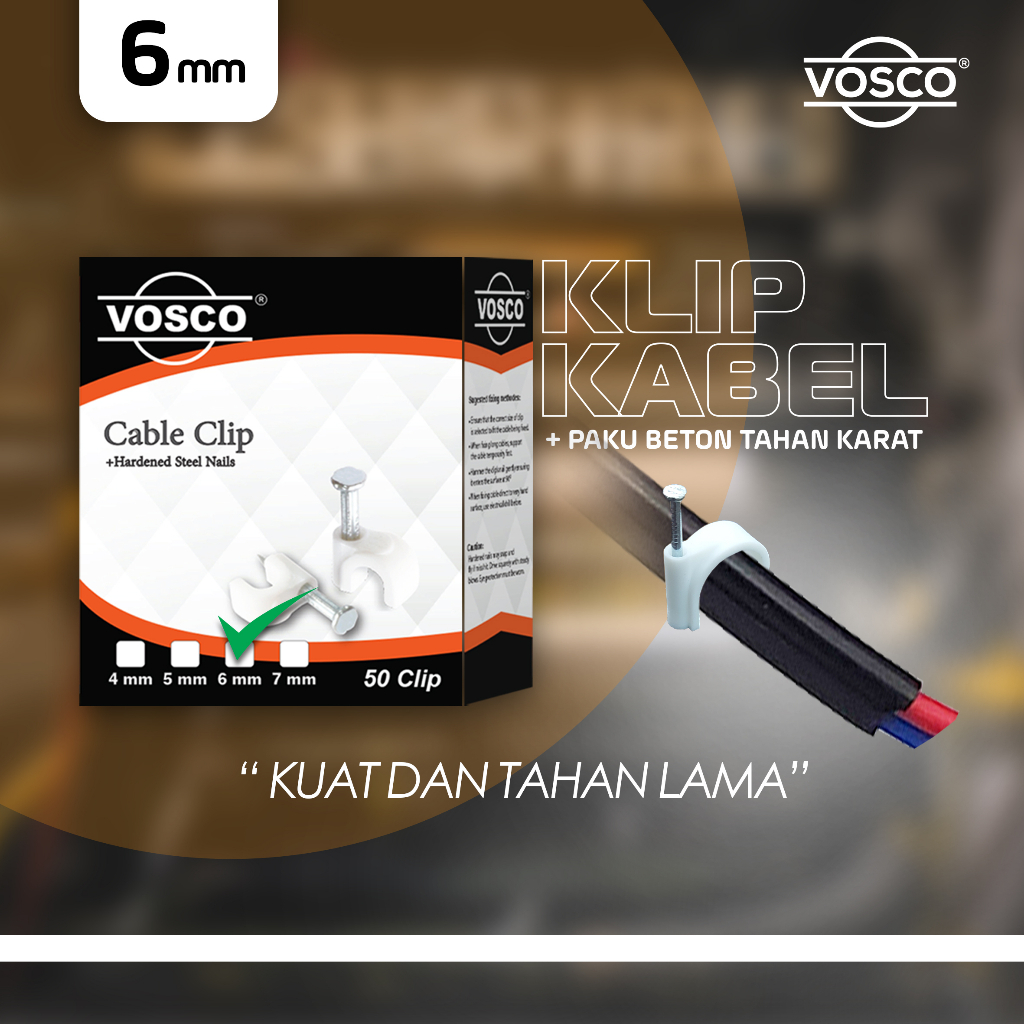 Klem Kabel 4mm-10mm Paku Beton Asli Klem ORISINIL PAKU BETON Vosco Kuat Dan Tahan Karat isi 50pcs / kotak sekilo muat 20 kotak