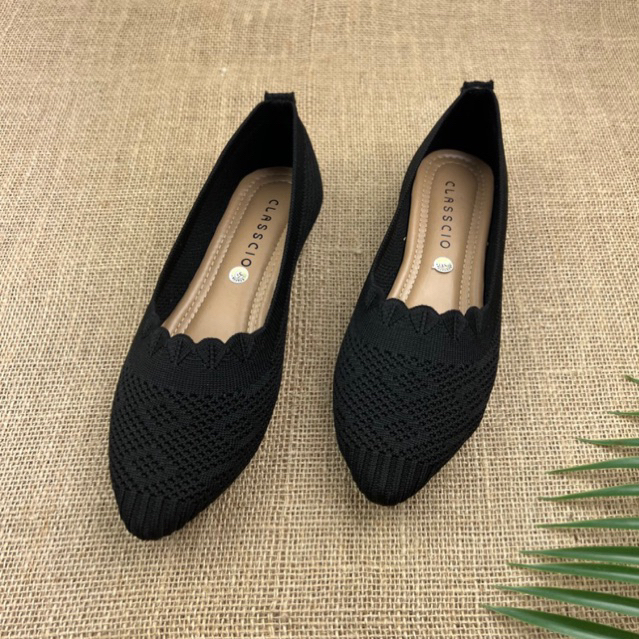 MARASYAFFA - SEPATU FLAT WANITA RAJUT IMPORT BK02