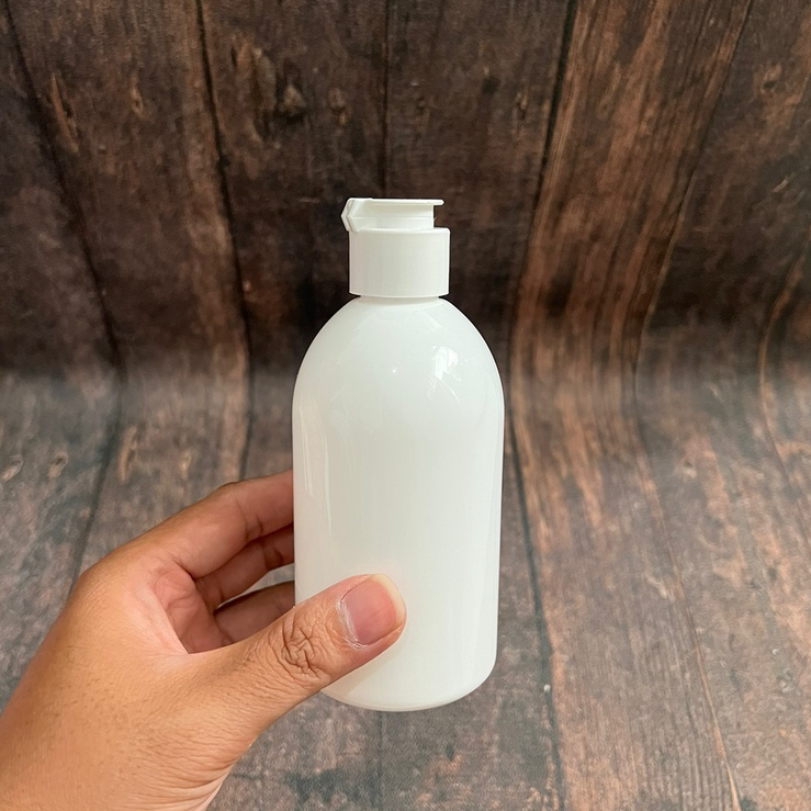 Botol gendut pendek putih 250ml / 250 ml - Fliptop JAMUR