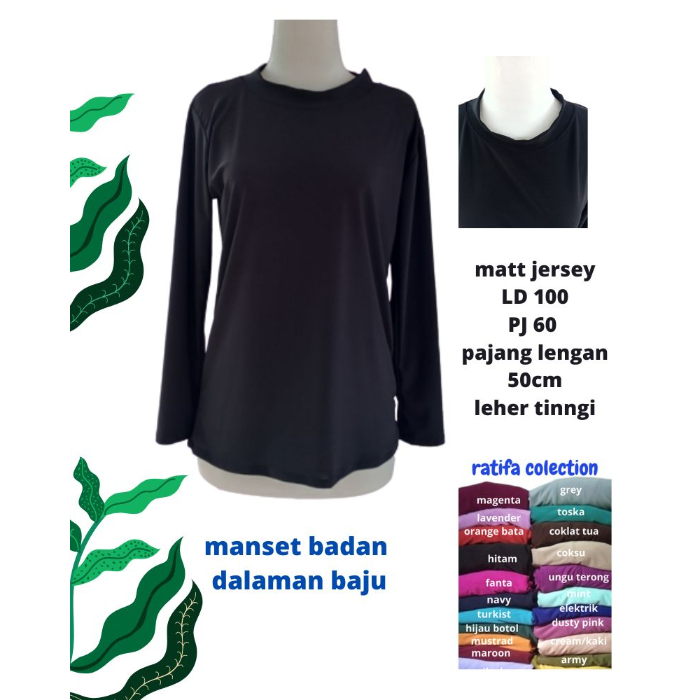 Manset badan hitam lengan panjang ukuran all size xl ld 100 pj 60cm terbaru daleman baju wanita.