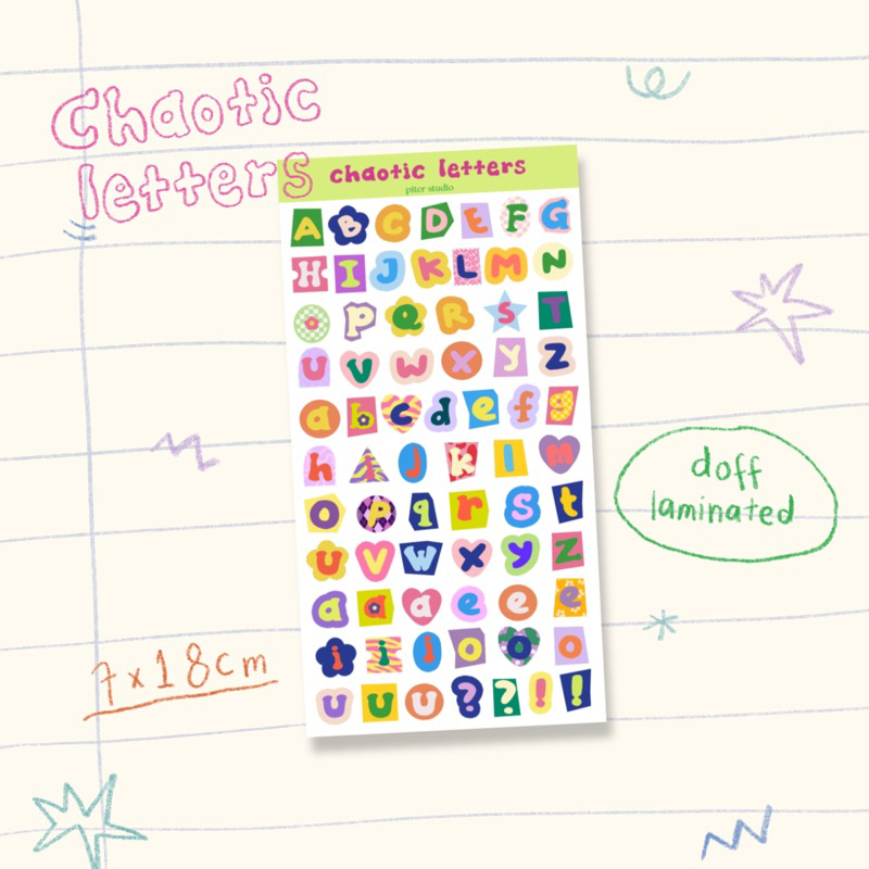 chaotic letter alphabet deco sticker
