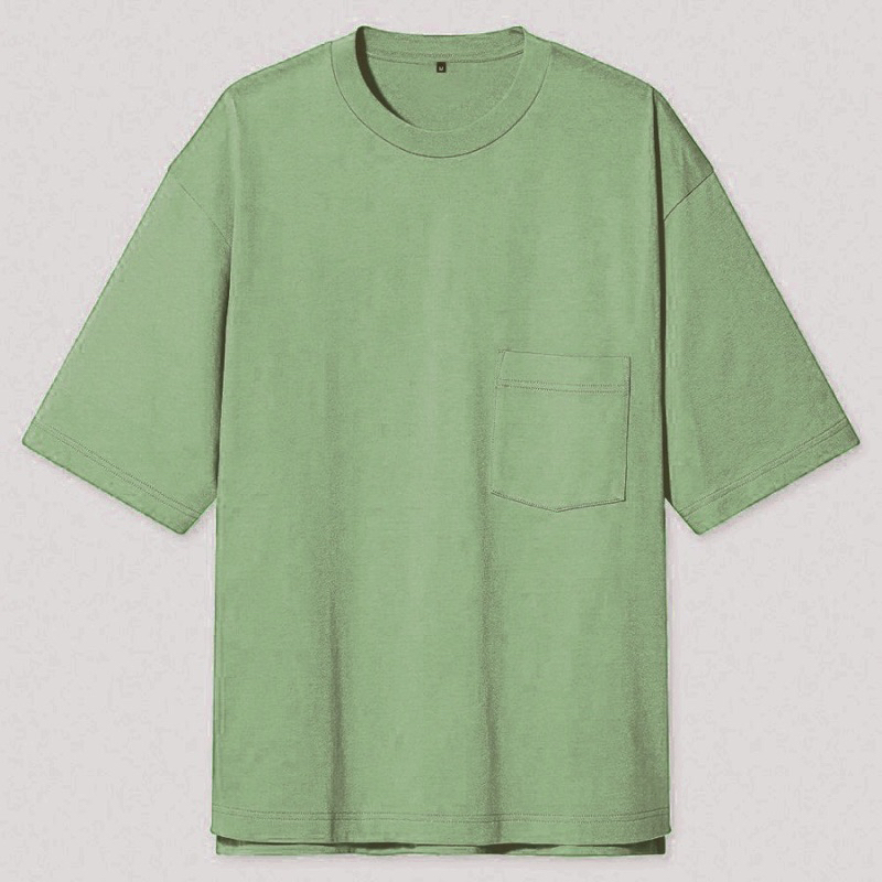 [ UNEED.CLO ] Kaos Polos Oversize Pocket Sage Green - Kaos Oversize Polos Sage Green