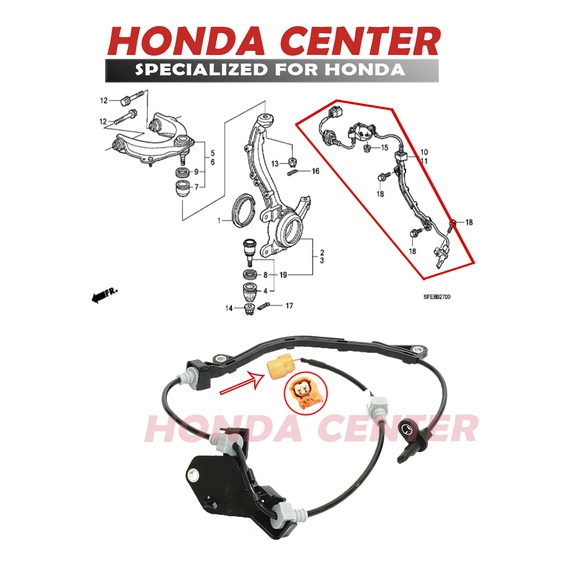 sensor kabel abs depan kanan honda odyssey RB1 2004 2005 2006 2007 2008