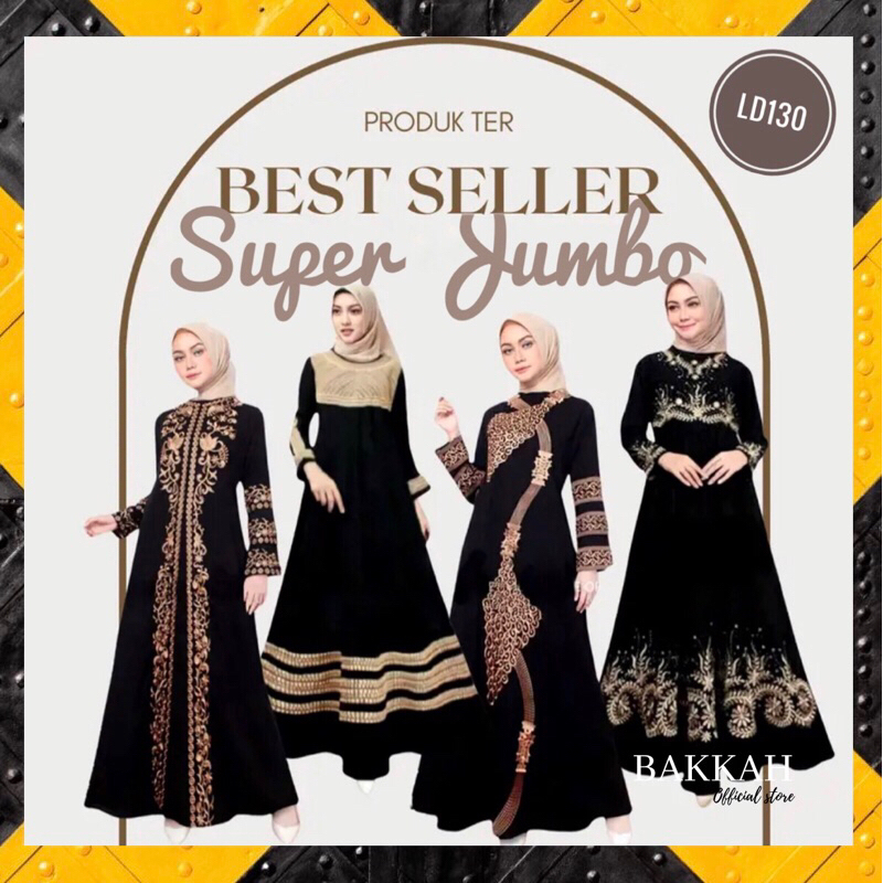 Gamis Abaya Jumbo Hitam Turkey - Abaya LD 130 Dress hitam Jumbo