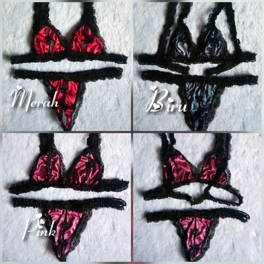 Bra Set Renda Belah Tengah ( Bra + Celana G String )