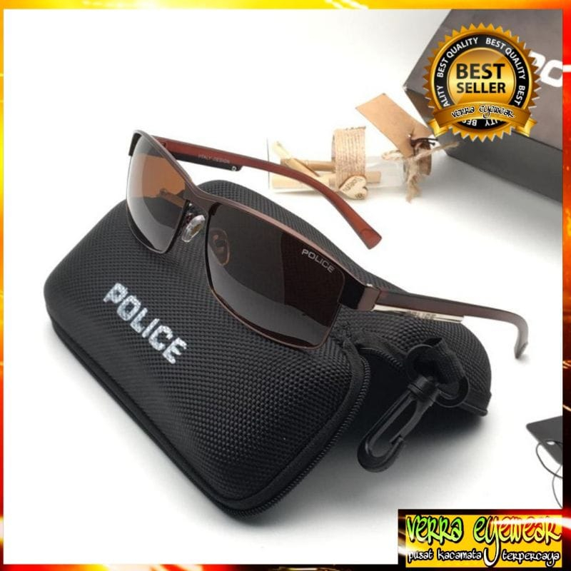 KACAMATA POLIC 24 ORIGINAL POLARIZED TERBARU ANTI SILAU BERKENDARA SIANG DAN MALAMHARI  OUTDOOR INDO