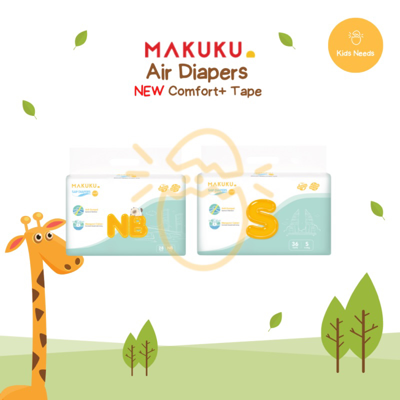 MAKUKU SAP DIAPERS NEW COMFORT+ TAPE ( NB, S ) - Popok Bayi