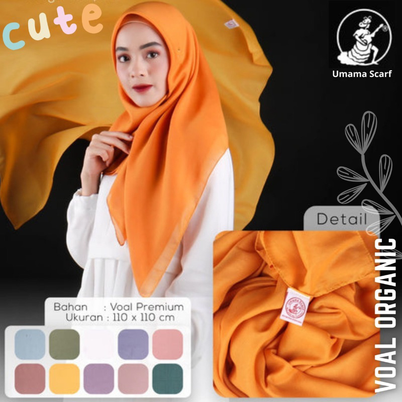 GROSIR MURAH HIJAB JILBAB SEGI EMPAT UMAMA VOAL ORGANIC PLAIN SIMPLE HIJAB KANTORAN