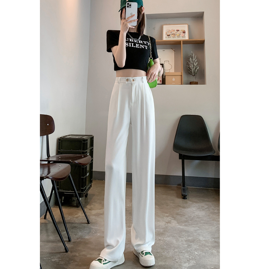 putih highwaist new celana korea kulot panjang kekinian import cewek kekinian