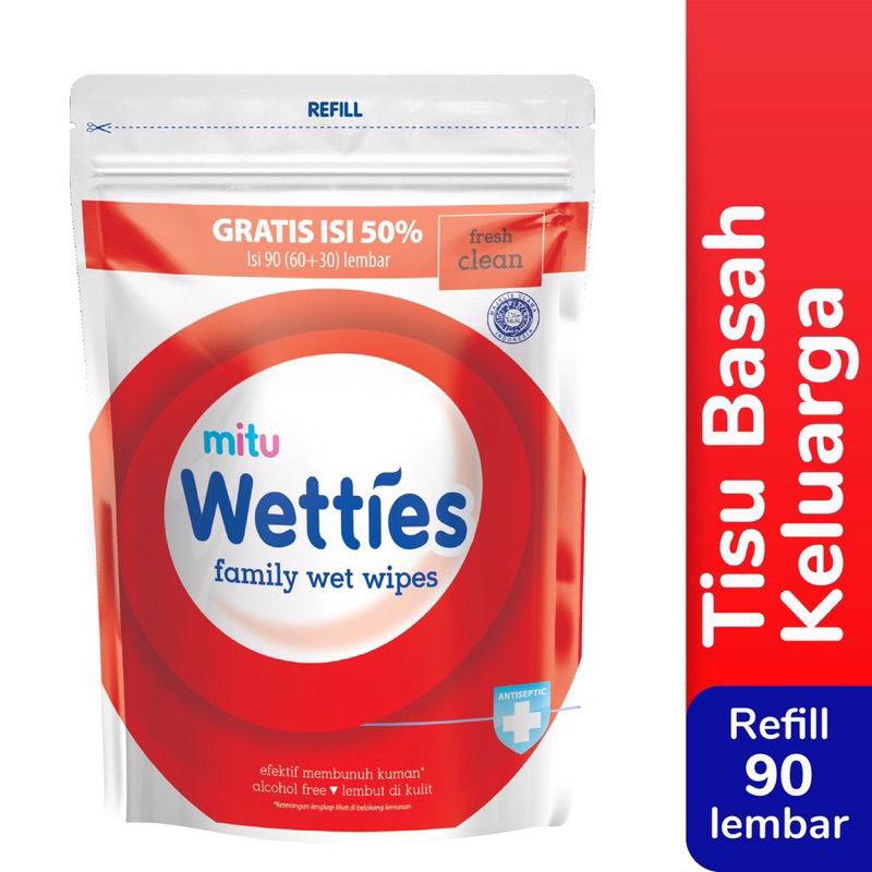 MITU Wetties Family Wet Wipes Tissue Fresh Clean Antiseptic Tissu Basah