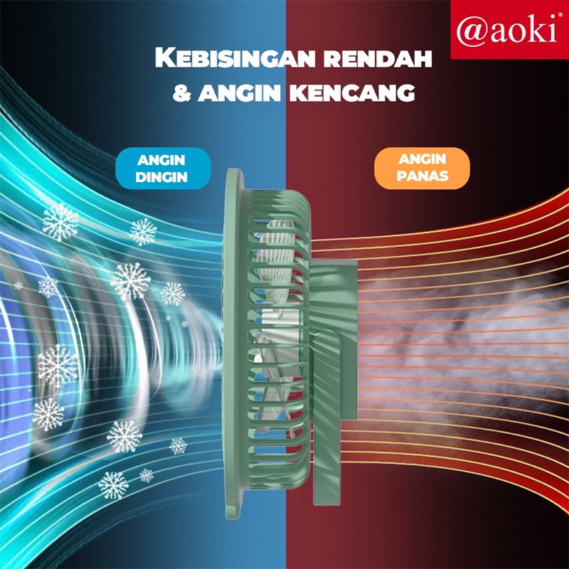 AOKI AF 809Y Kipas angin Meja Charger USB dapat digantung lampu darurat 8inches tahan hingga 9 Jam