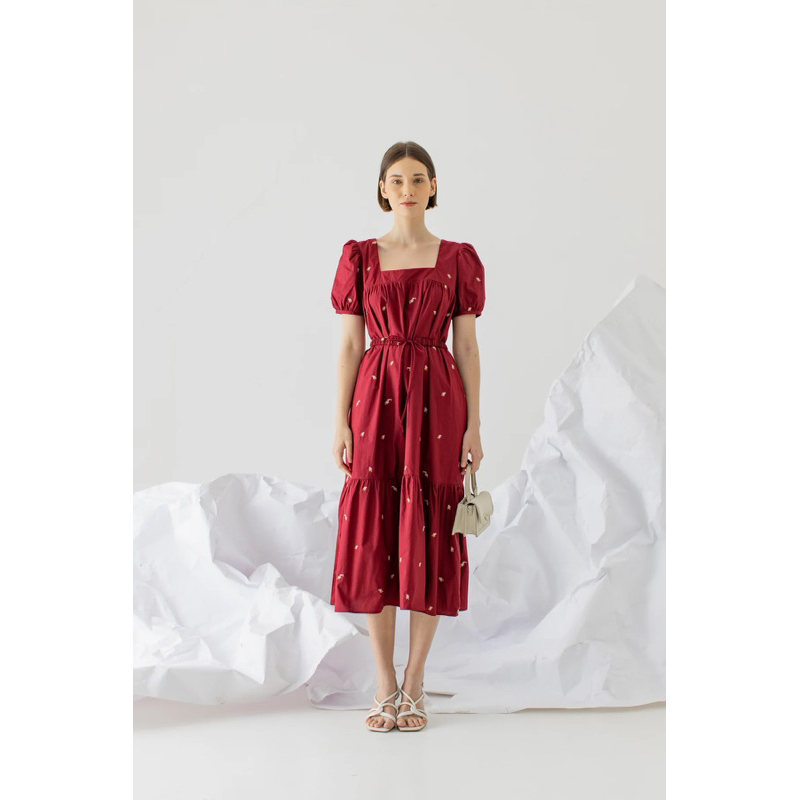 Oudre MINHEE DRESS IN MAROON BNWT