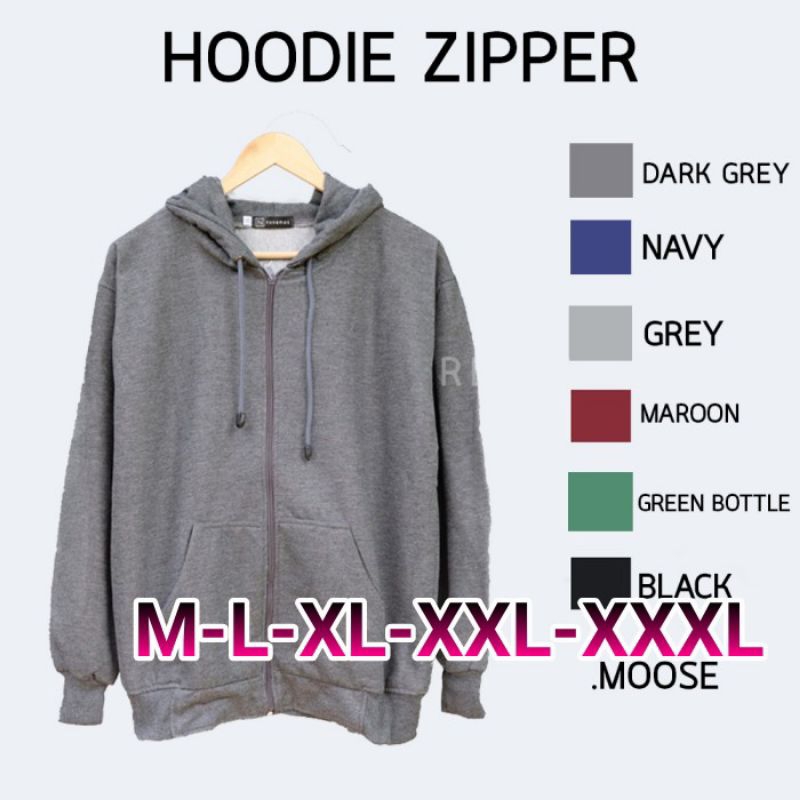 Hoodiee zipper polos pria wanita size M-L-XL-XXL-XXXL