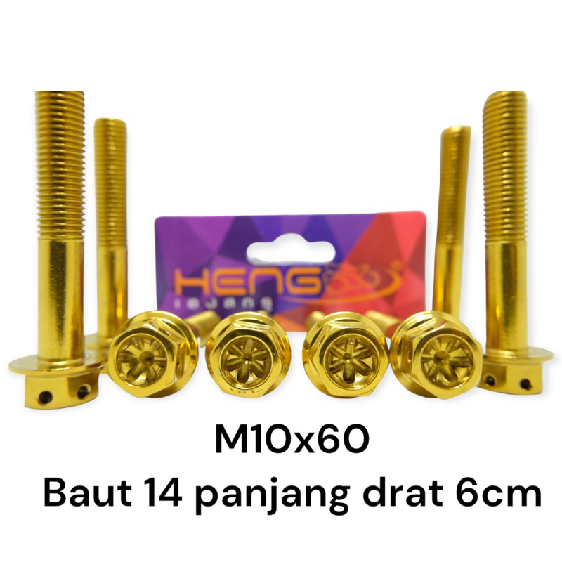 baut probolt  flower gold blue 2tone HENG 10x60 m10x60 drat 14 panjang 6cm