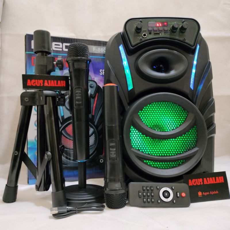 Speaker Bluetooth Karoke 8'5 inchi + mic double wireless bonus tripod