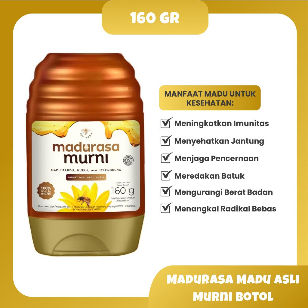 Madurasa Madu Asli Murni Botol 160gr