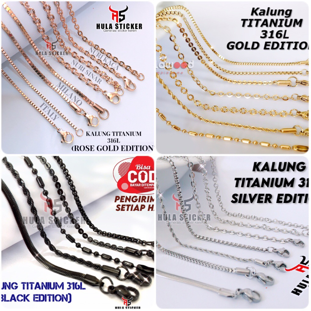 Kalung Rantai MCI Titanium 316L [ Varian 75CM ] Stainless Premium Chain Anti Karat Pria Wanita Rantai Pendant