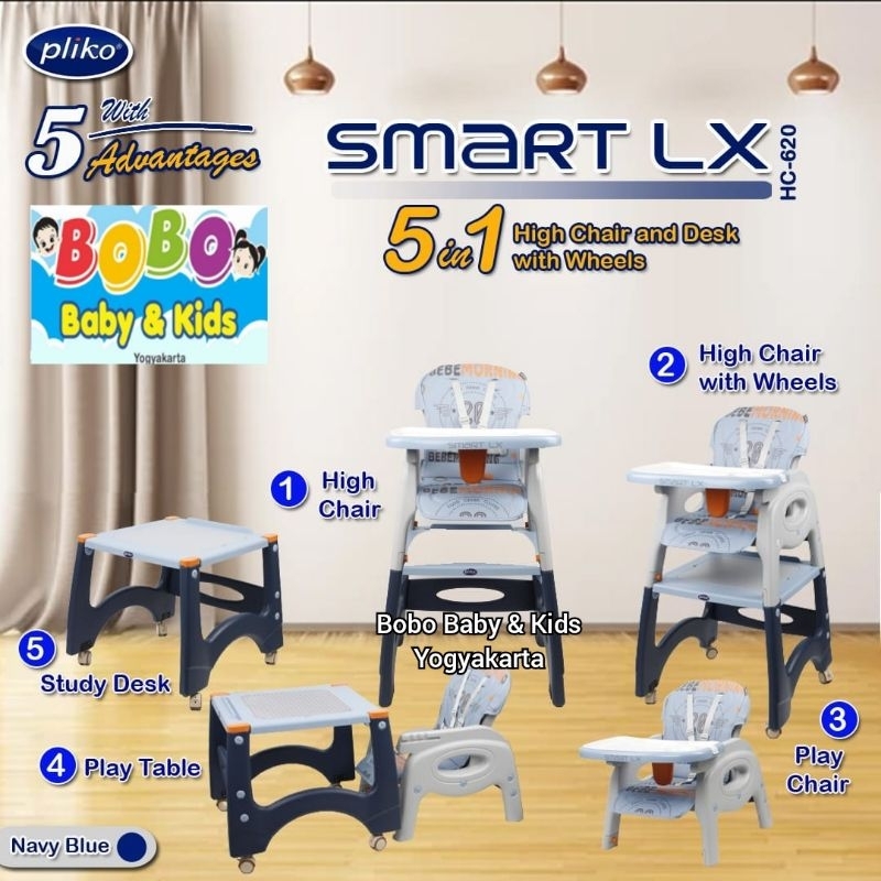 Kursi Makan 5in1 dengan meja dan roda 5in1 High Chair and Desk with Wheels Kursi Makan Bayi Pliko HC