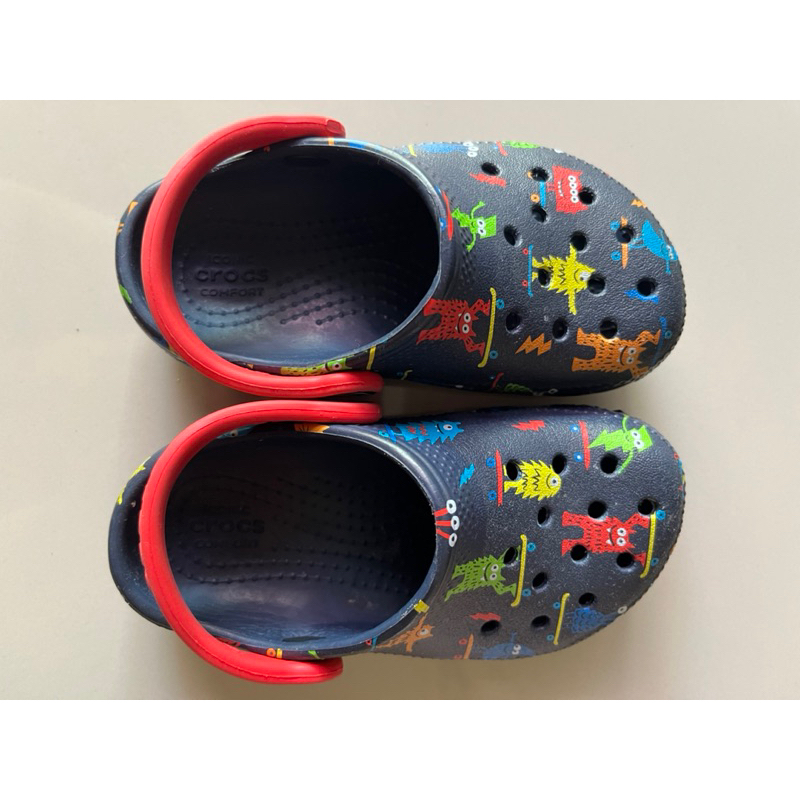 Crocs Easy Icon Monster Black Boy Laki-laki Original Kids C8 Preloved
