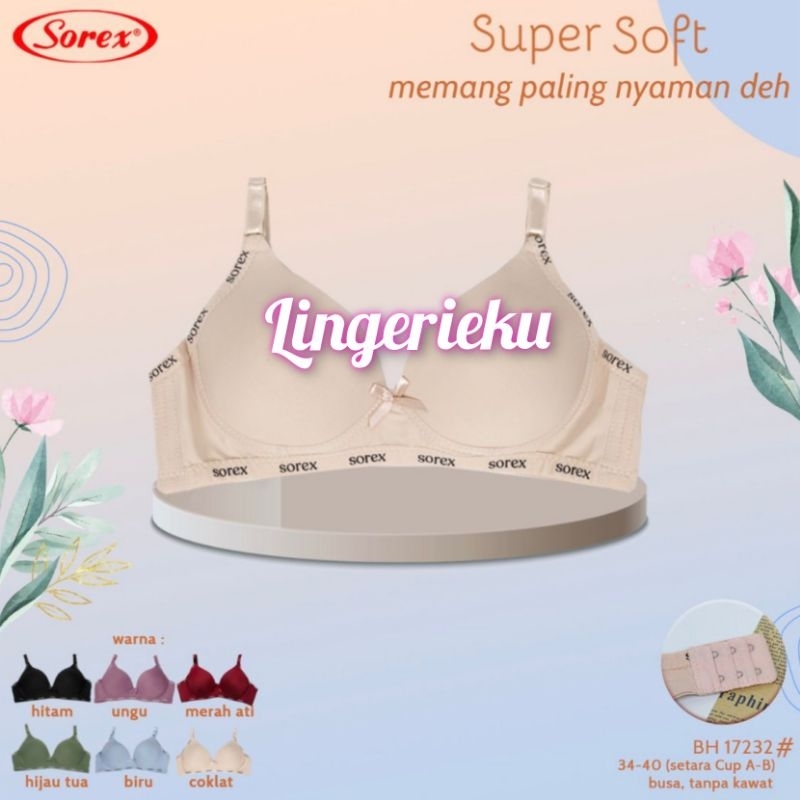 Sorex 17232 BH Bra Wanita Busa Tipis Tanpa Kawat Kait 2 Setara Cup B Asli dan Murah