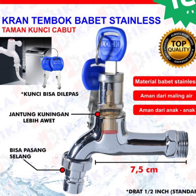 KRAN TAMAN KUNCI KERAN KUNCI KERAN TAMAN KUNCI KERAN TAMAN DENGAN SISTEM KUNCI BISA DI LEPAS keran taman 1/2 kran taman model taman kran air/ kran kunci 1/2 inch/ Kran taman keran tembok Kran kunci faucet garden Faucet kunci kran bisa sambung kran