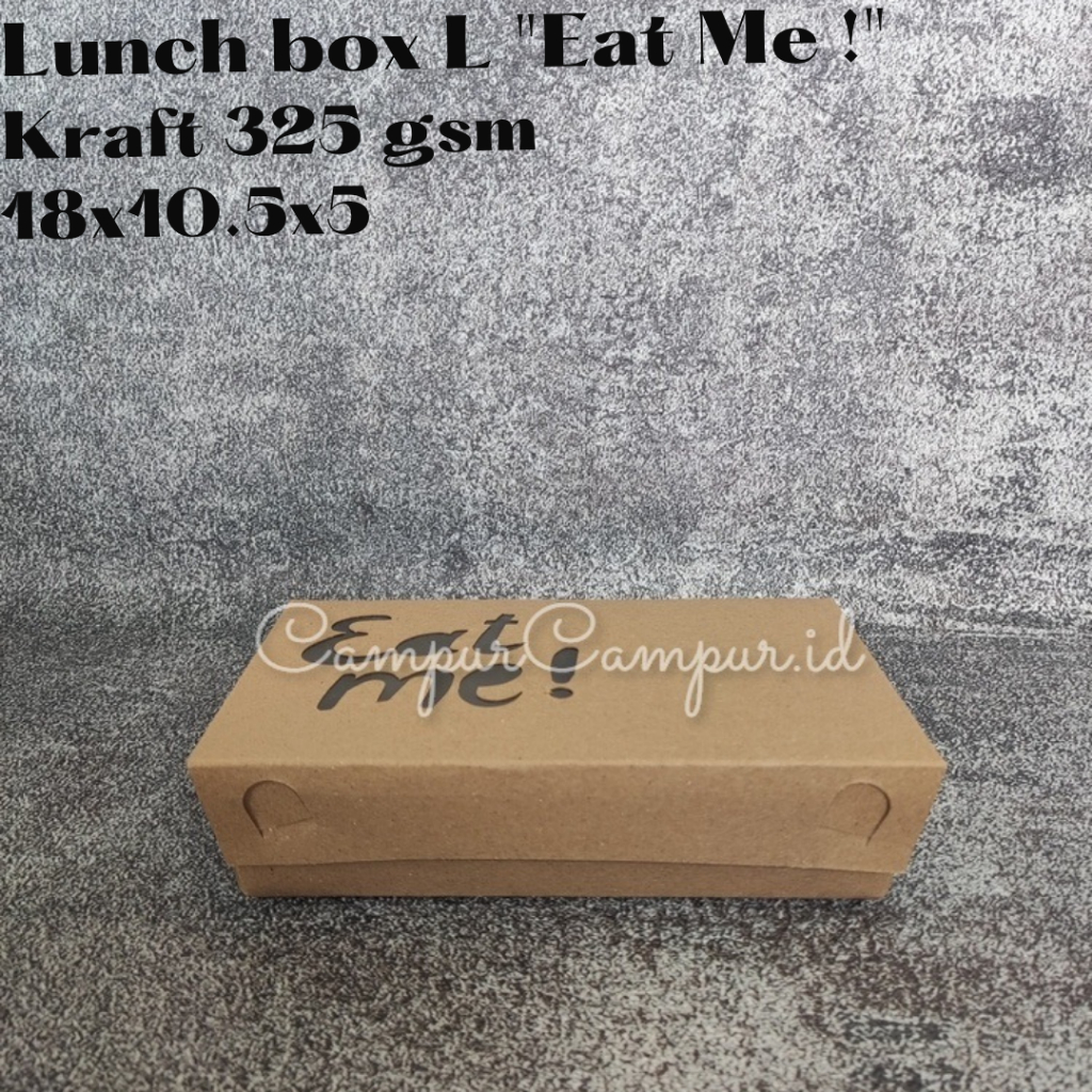 

Lunch Box L Paper Kraft Coklat Window "Eat Me!", Triangle 18x10.5x5 Packaging makanan kotak nasi