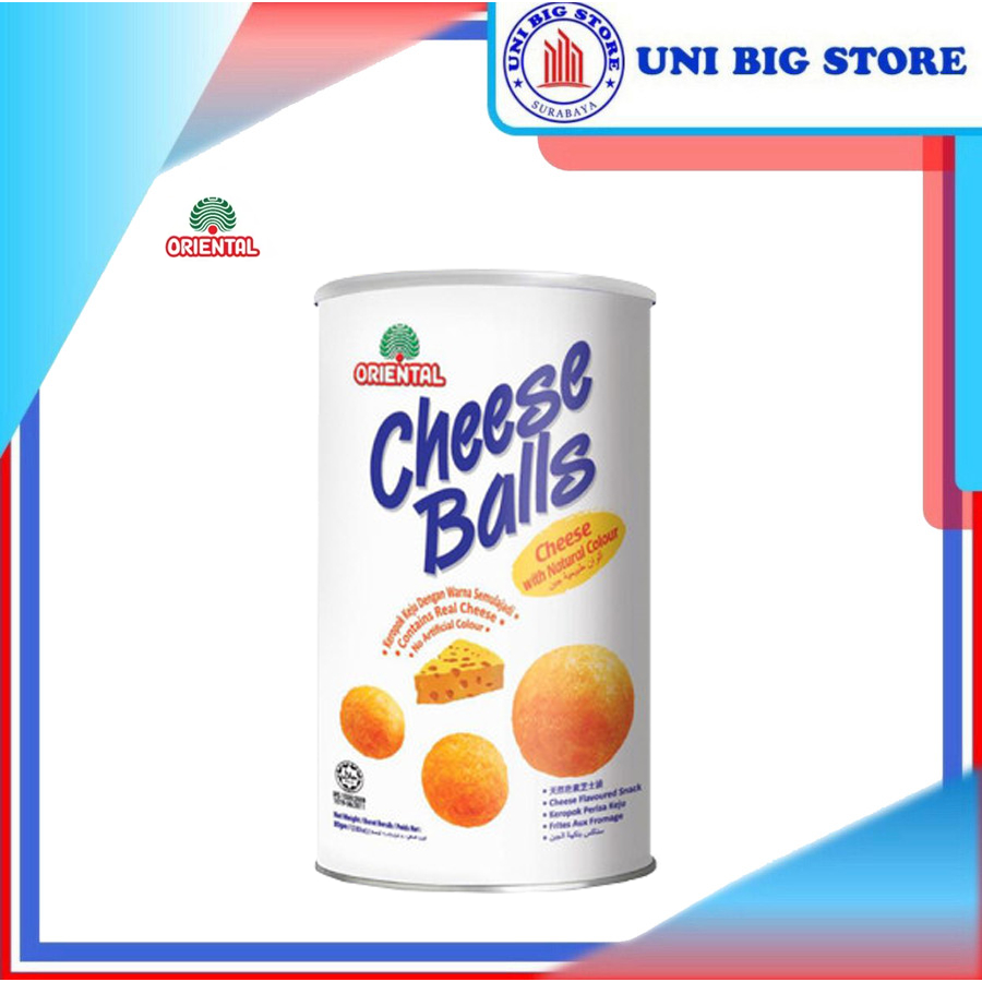 

Oriental Cheese Balls Snack 80 gr Bola Keju Snek Chiki Kaleng