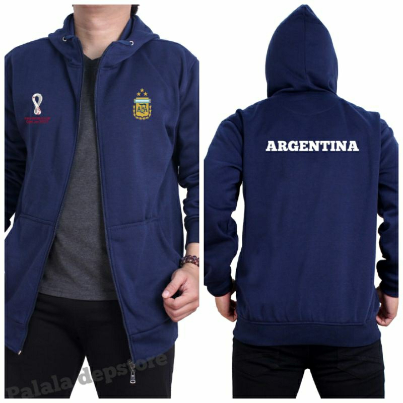 Jaket Zipper Argentina-Jaket Bola Distro-Hoodie Argentina Tulisan Belakang-Hoodie Dewasa Premium