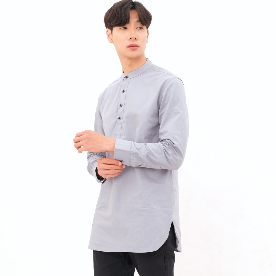 SANVANINA F-02F Long Kurta Sultan Grey | Kemeja Kurta Sultan Lengan Panjang Abu-abu