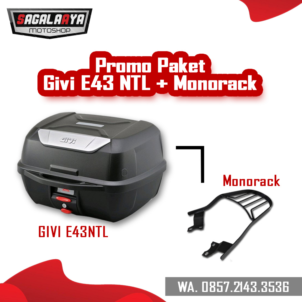 Box Givi 43NTL Paket Diskon Box dan Bracket Monorack GP sport Ekonomis Backrest e43 All Motor PCX Ve