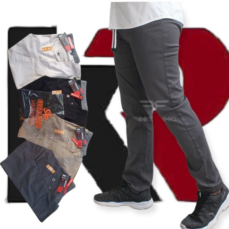 ( BIG SIZE ) CELANA CHINOS COWOK PANJANG KARET PINGGANG RIP KOLOR JUMBO JAMIN MANTAP