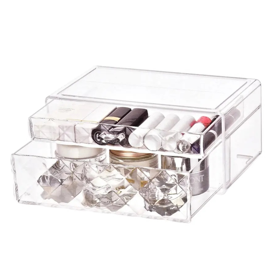 Tempat Make Up Acrylic Informa 2 Drawer Crystal