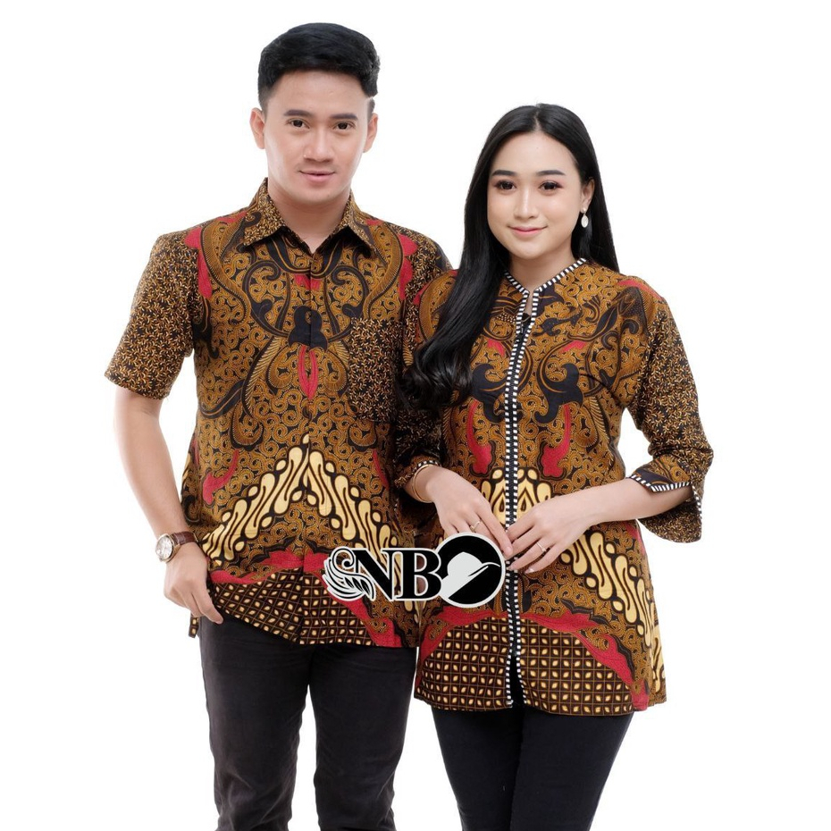 Batik Couple Modern Atasan Blouse Batik Kerja Kantor Wanita Seragam Batik Wanita dan Pria M L XL XXL