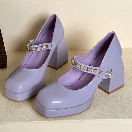 BINE 993 SEPATU HEELS BIG HEELS PESTA IMPORT GLOSSY 9cm PURPLE/WHITE/BLACK