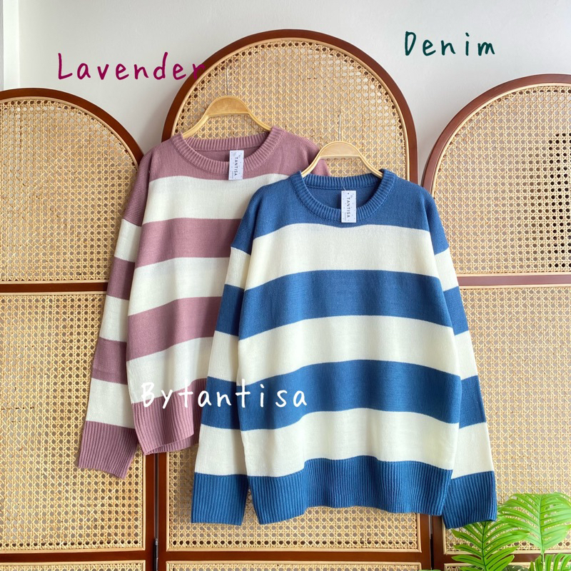 SWEATER RAJUT OVERSIZE CLARA MOTIF GARIS