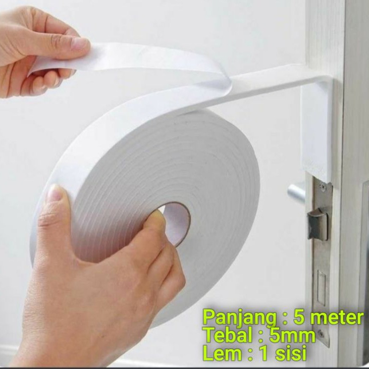 lis penutup celah  pintu Door Noise Insulation Rubber Sealing Tape tebal 5mm panjang 5 meter lebar 3 Cm