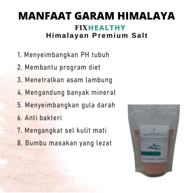 

GFD (Asli) Garam Himalaya Fixhealthy 1kg Himalayan Premium Salt Organic Super Food Orinal dan