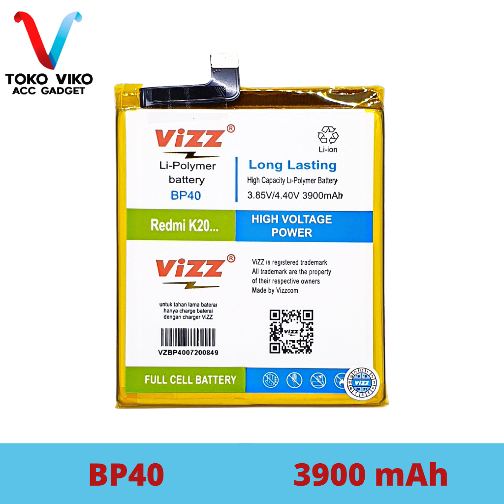 Vizz Xiaomi BP40 Mi 9T Pro / K20 Pro Baterai Batre Original