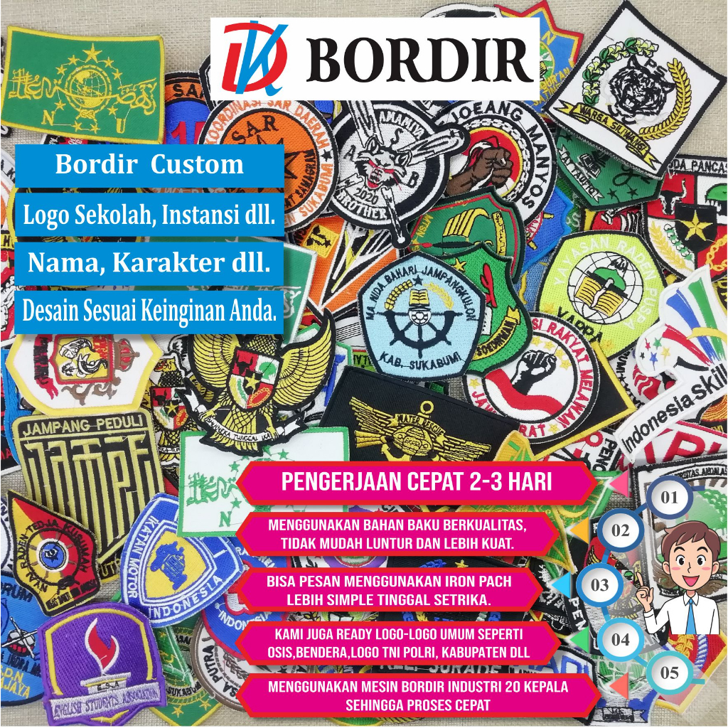 Patch Logo Bordir Emblem Custom Logo Emblem Custom Bordir Praktis Dengan Iron Pach, Velcro