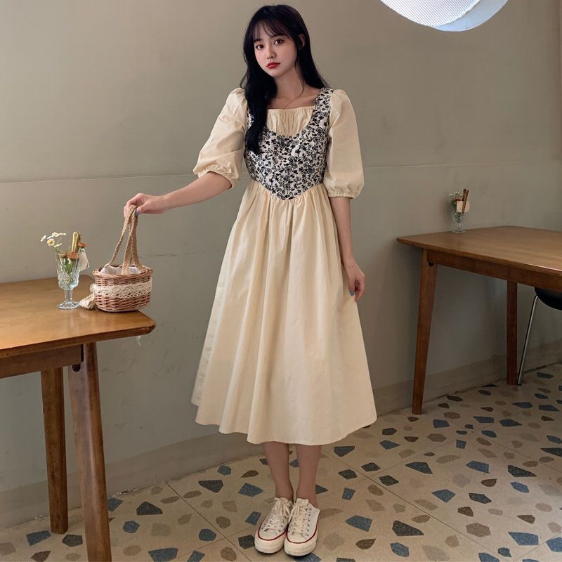 Big Size Square Neck Dress Women's Summer M310