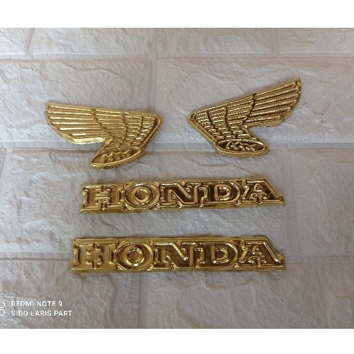 Jual Emblem Logo Tangki Honda Cb Gelatik Gold Plat Bagus Termurah Emblem Logo Honda