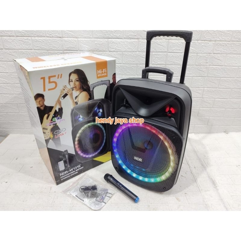 SPEAKER PORTABLE NDR-W1315 / 15 INCH SPEAKER BLUETOOTH WIRELESS KARAOKE