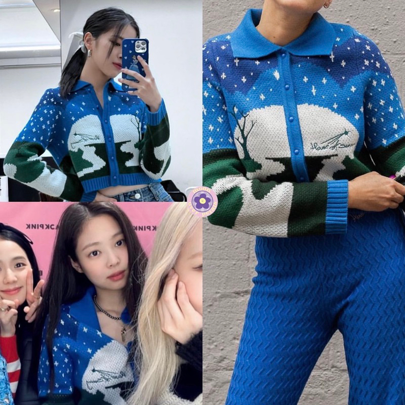 [READY STOCK] RYUJIN STARLIGHT CARDIGAN kardigan rajut biru lucu gaya model wanita korea kpop idol c