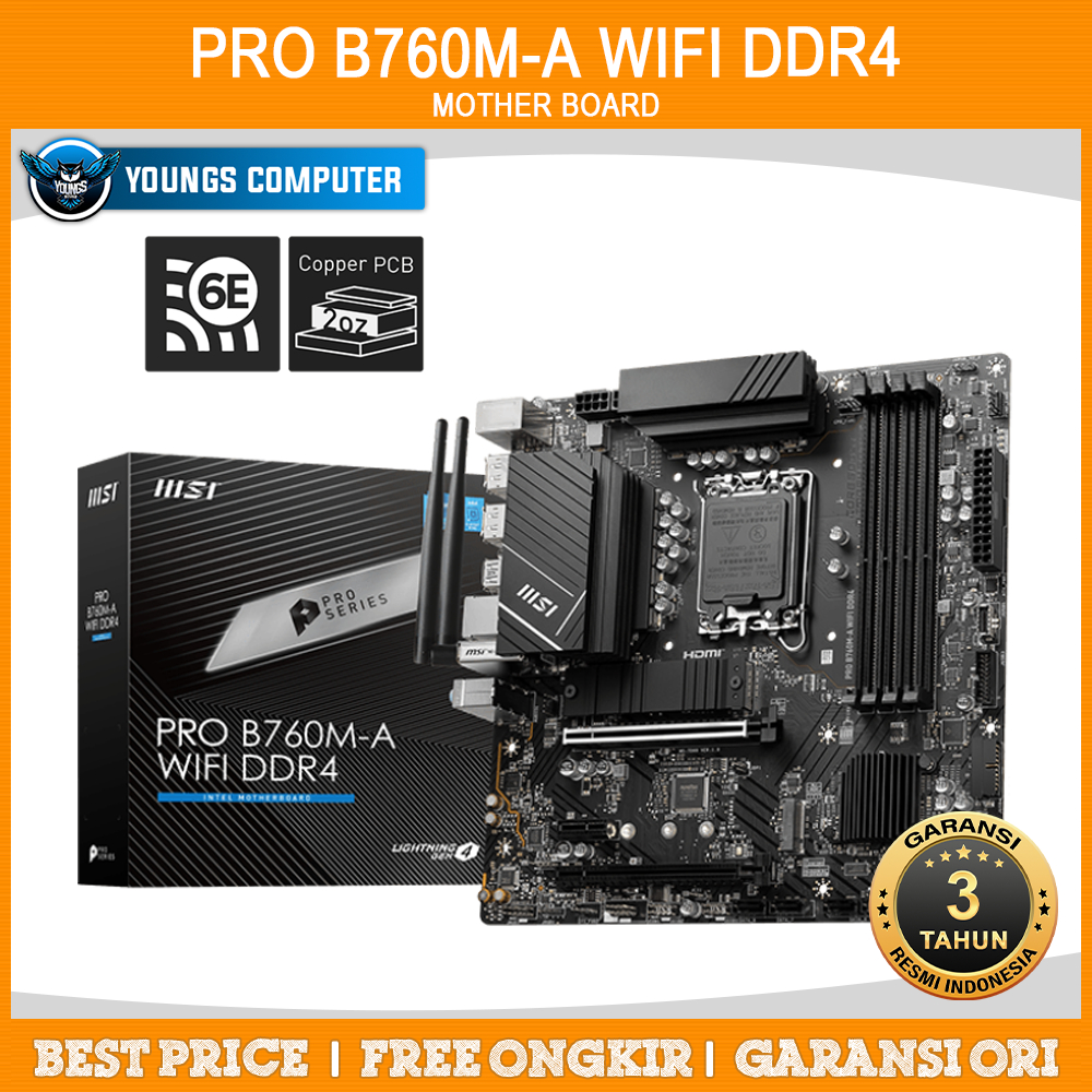 MSI PRO B760M-A WIFI DDR4 | MOTHER BOARD INTEL B760 LGA1700 DDR4 mATX