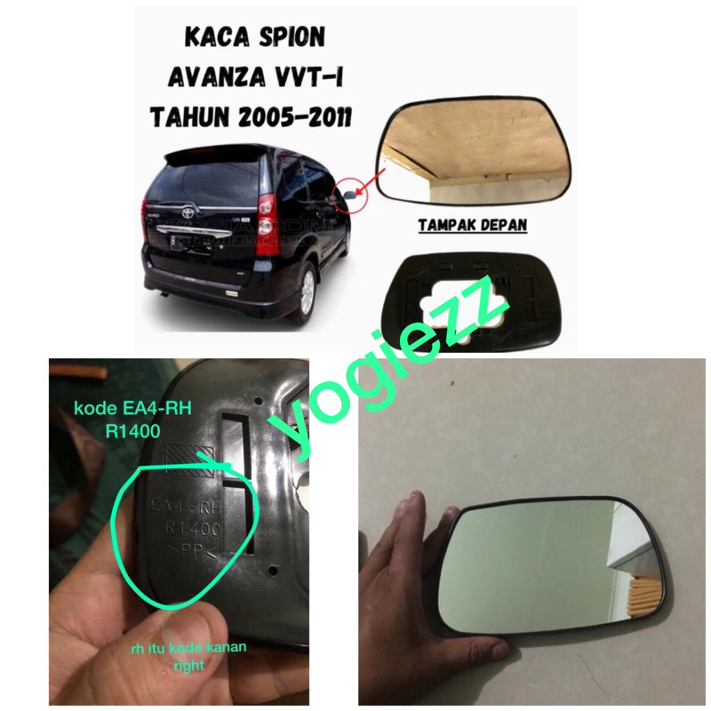 Kaca spion avanza vvti type s 2004 2005 2006 2007 2008 2009 2010 2011 kaca spion toyota avanza type 